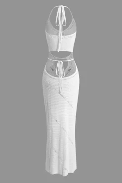 Cut Out Tie Halter Maxi Dress