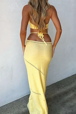 Cut Out Tie Halter Maxi Dress