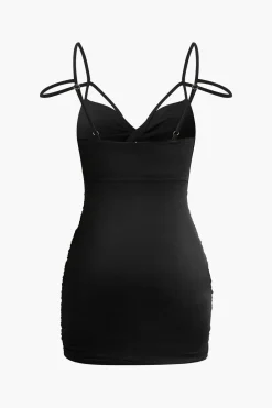 Cut Out Twist Knot Ruched Sleeveless Mini Dress