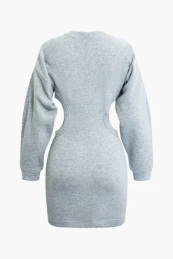 Cut Out Waist Lantern Sleeve Mini Dress