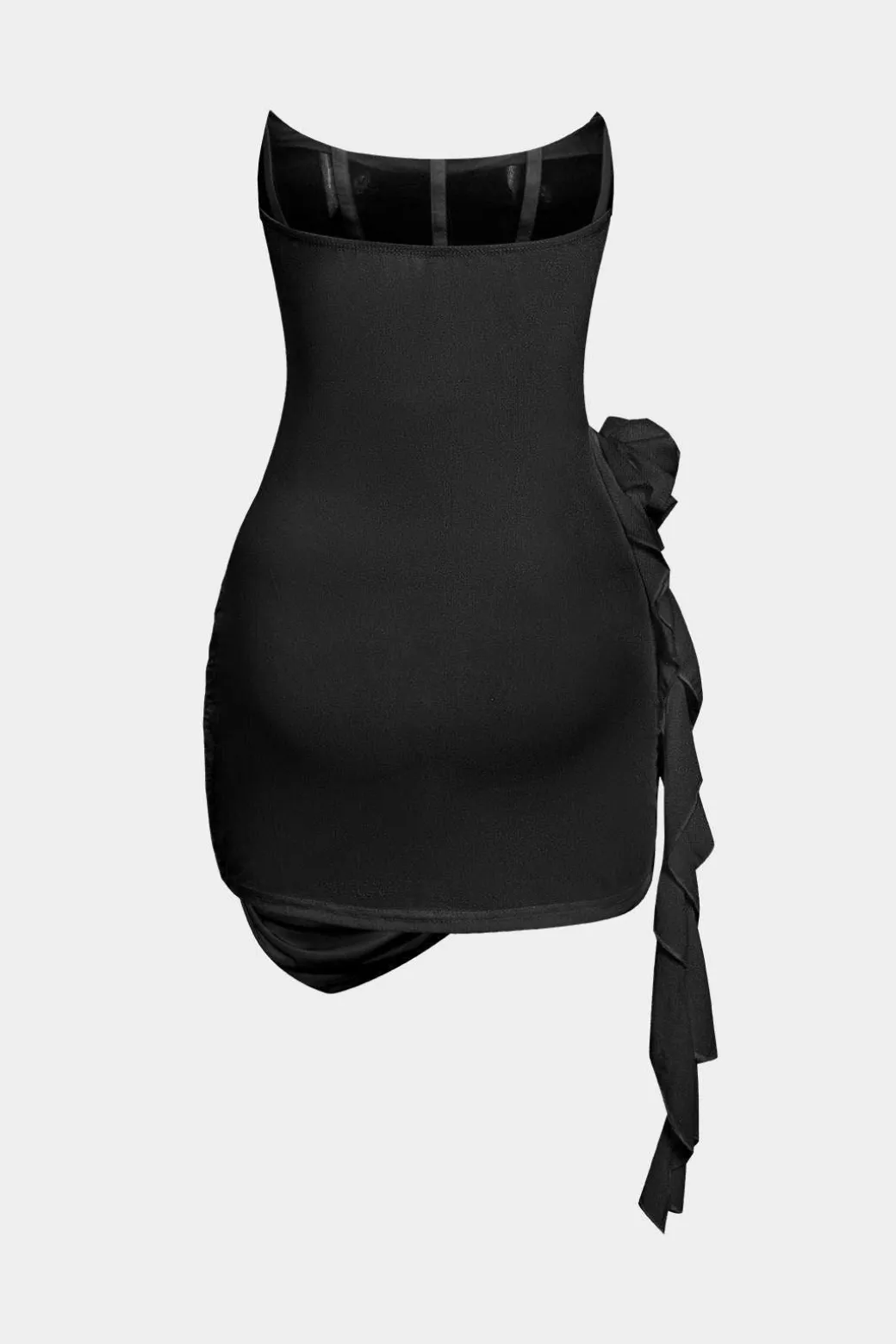 3D Floral Ruffle Corset Mini Dress