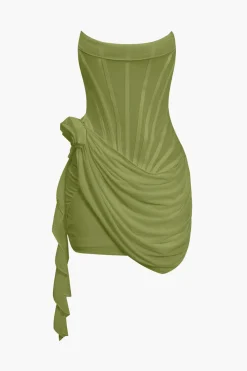 3D Floral Ruffle Corset Mini Dress