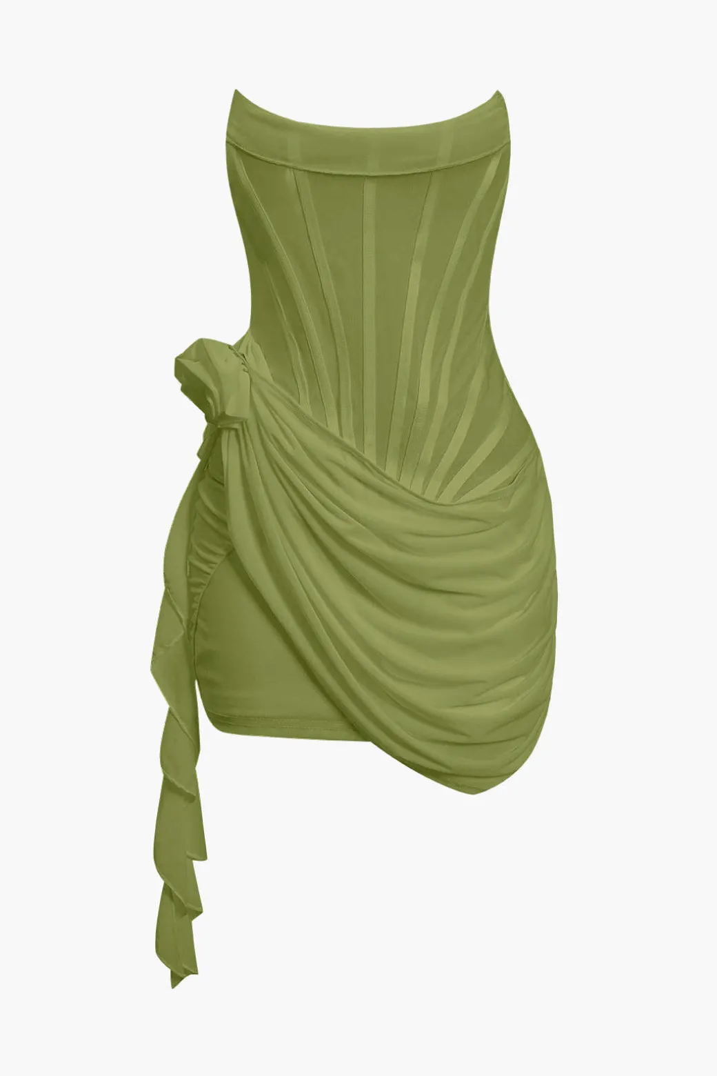 3D Floral Ruffle Corset Mini Dress