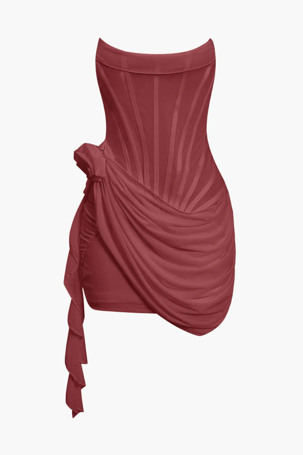 3D Floral Ruffle Corset Mini Dress