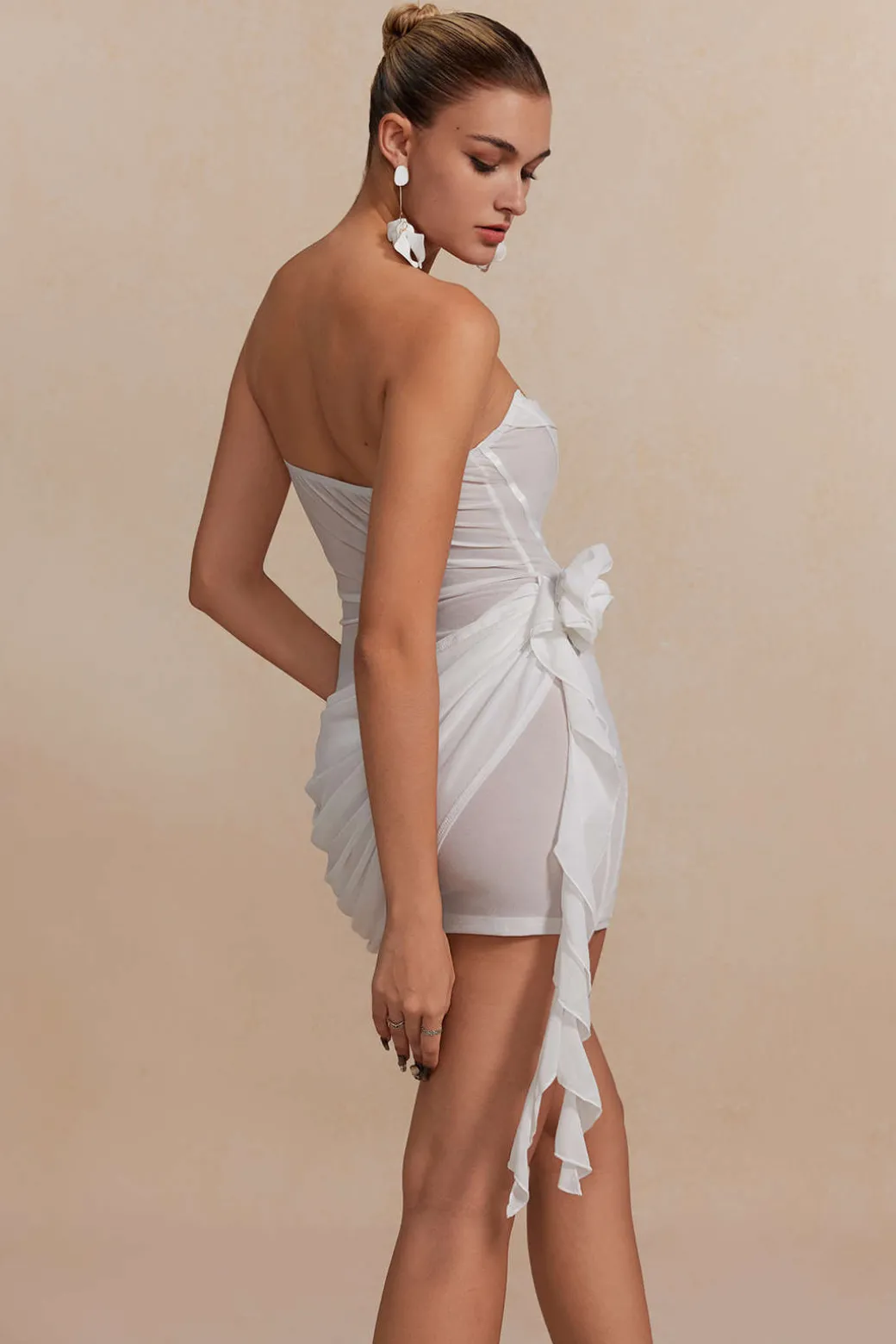 3D Floral Ruffle Corset Mini Dress