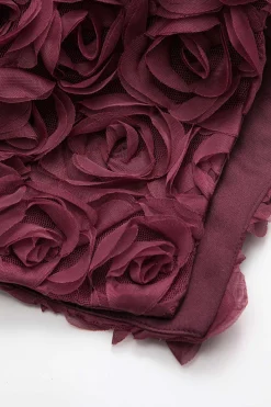 3D Floral Strapless Sleeveless Midi Dress