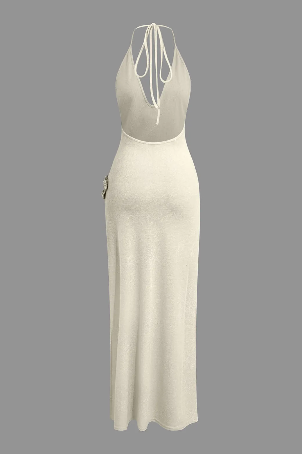 3D Floral V-Neck Backless Slit Maxi Dress