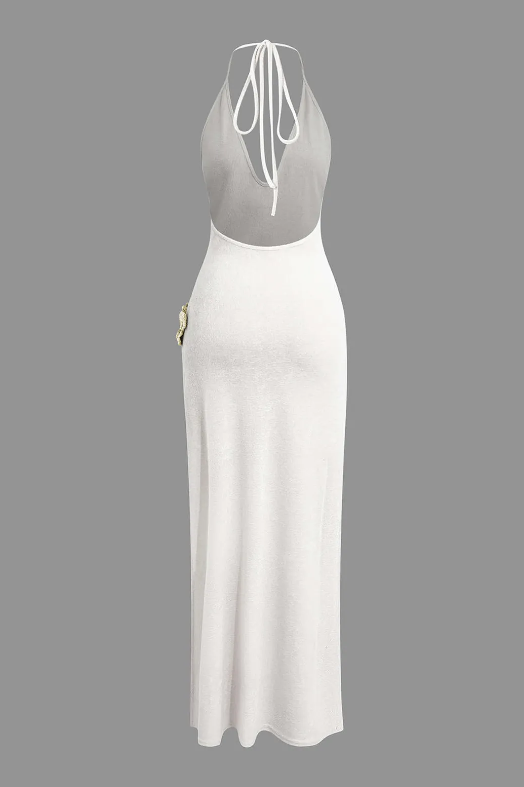 3D Floral V-Neck Backless Slit Maxi Dress