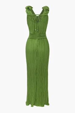 3D Floral V-neck Midi Dress