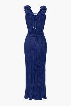 3D Floral V-neck Midi Dress