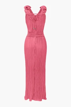 3D Floral V-neck Midi Dress