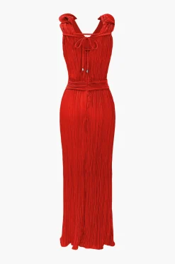 3D Floral V-neck Midi Dress