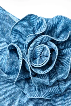3D Flower Denim Halter Bikini Set