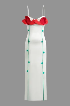 3D Flower Slip Maxi Dress