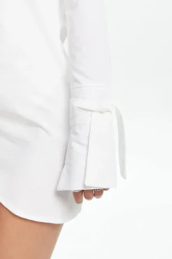 Deep V-neck Wrap Mini Shirt Dress
