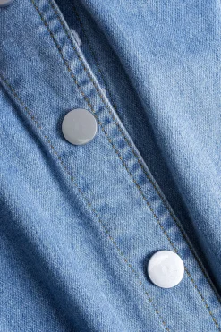 Denim Button Detail Straight Leg Jeans