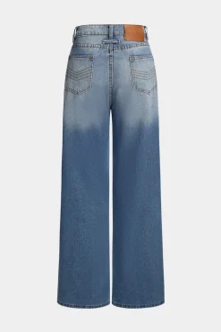 Denim Button High Waist Straight Leg Jeans