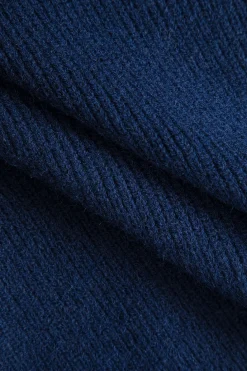 Denim Contrast Button-Up Sweater Cardigan