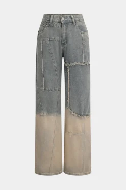 Denim Faded Straight Leg Jeans