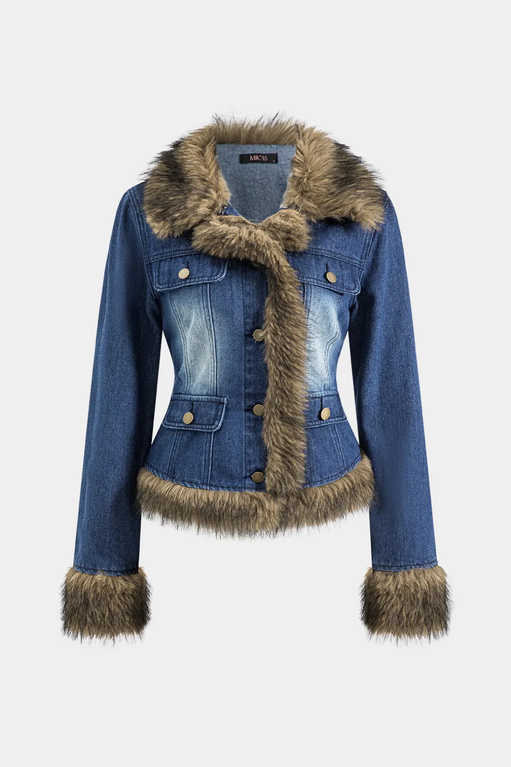 Denim Faux Fur Patchwork Jacket