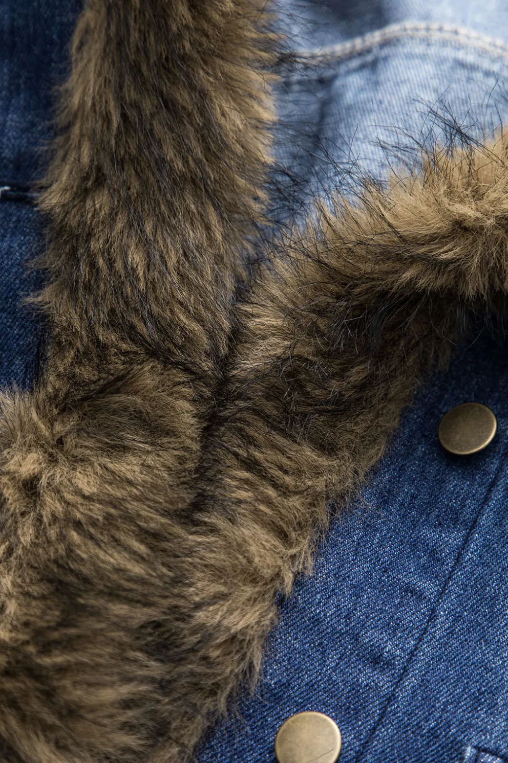 Denim Faux Fur Patchwork Jacket