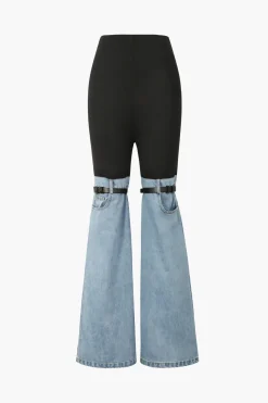 Denim Hybrid Flare Leg Pants
