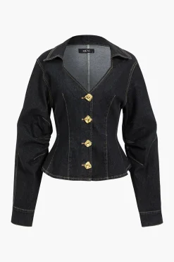 Denim Metallic Button Outerwear