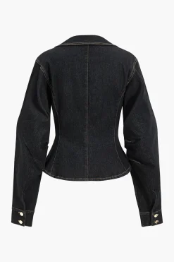 Denim Metallic Button Outerwear