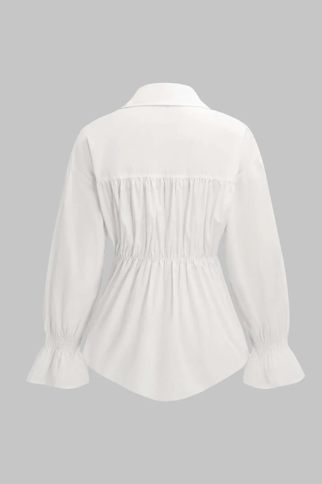 Denim Patchwork Corset Waist Long-Sleeve Shirt