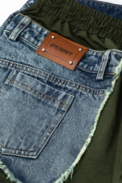 Denim Patchwork Flap Pocket Drawstring Cargo Jeans