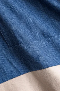 Denim Patchwork Pocket Drawstring Top And Trousers Set