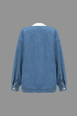 Denim Patchwork Pocket Sweater Cardigan