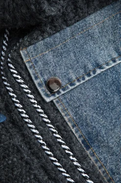 Denim Patchwork Pocket Sweater Vest