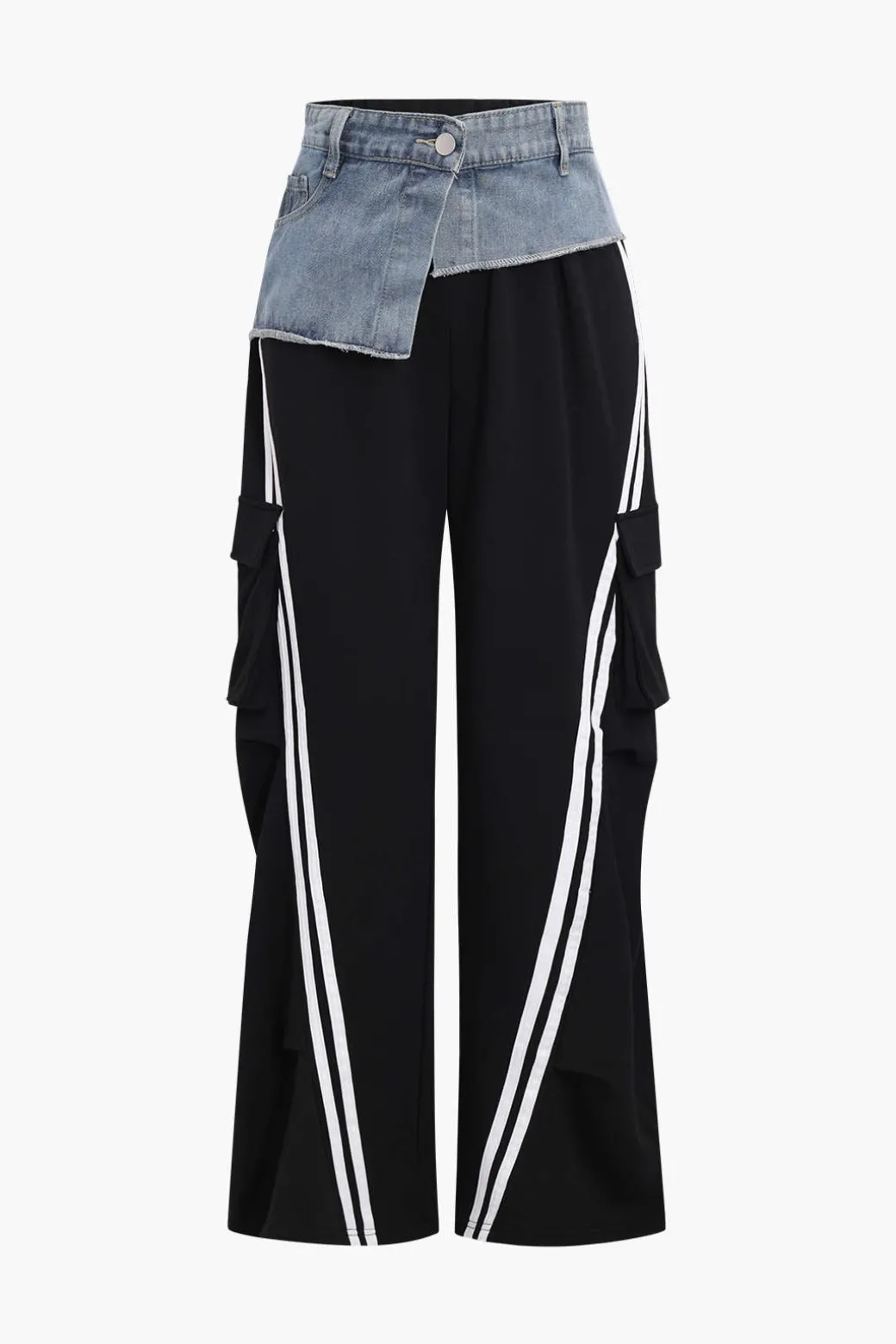 Denim Patchwork Pocket Trousers