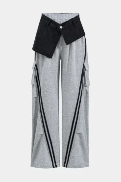 Denim Patchwork Pocket Trousers