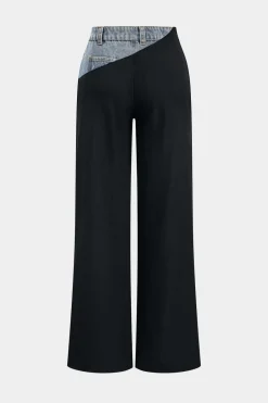 Denim Patchwork Pocket Trousers