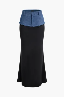 Denim Patchwork Skirt