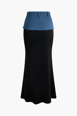 Denim Patchwork Skirt