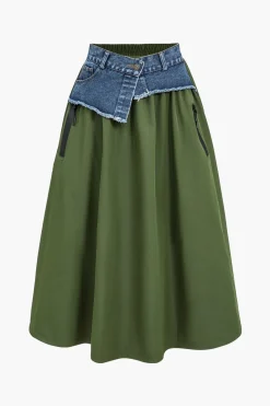 Denim Patchwork Skirt