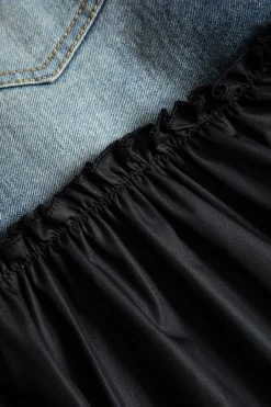Denim Patchwork T-shirt And Skirt Set