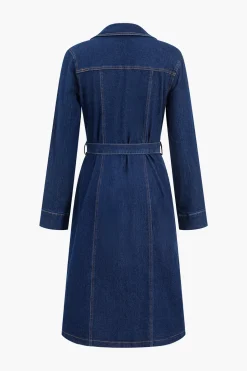 Denim Pocket Belted Outerwear
