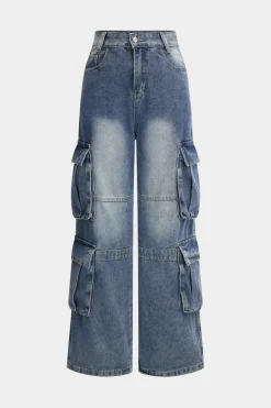 Denim Pocket Wide Leg Pant Jeans