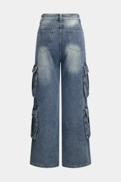 Denim Pocket Wide Leg Pant Jeans