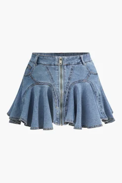 Denim Ruffle Skirt