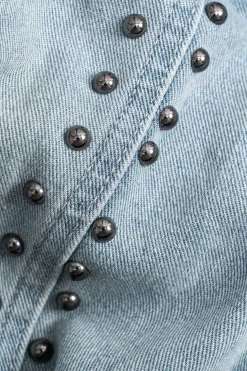 Denim Studded Long Sleeve Outerwear
