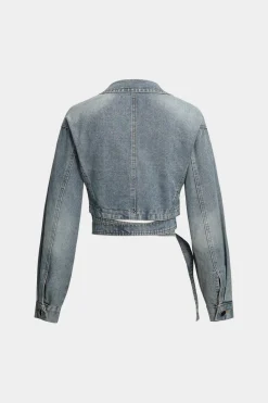 Denim Tie-Up Crossed Outerwear