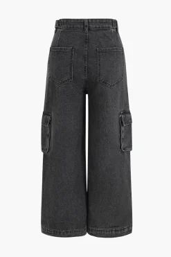 Denim Wide Leg Pants Low Waist Cargo Jeans