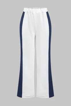 Denim Zipper Patchwork Jacket And Trousers Set
