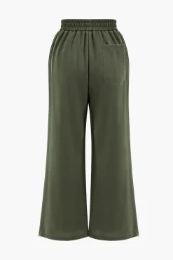 Digital Pattern Print Shirred Waistband Pocket Trousers