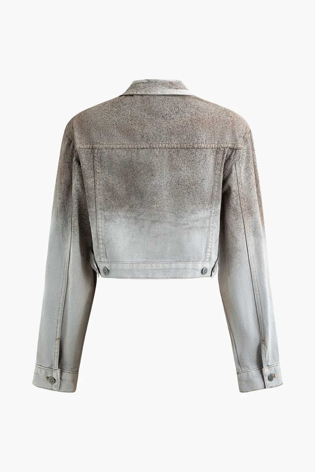Distressed Flap Pocket Collared Denim Jacket